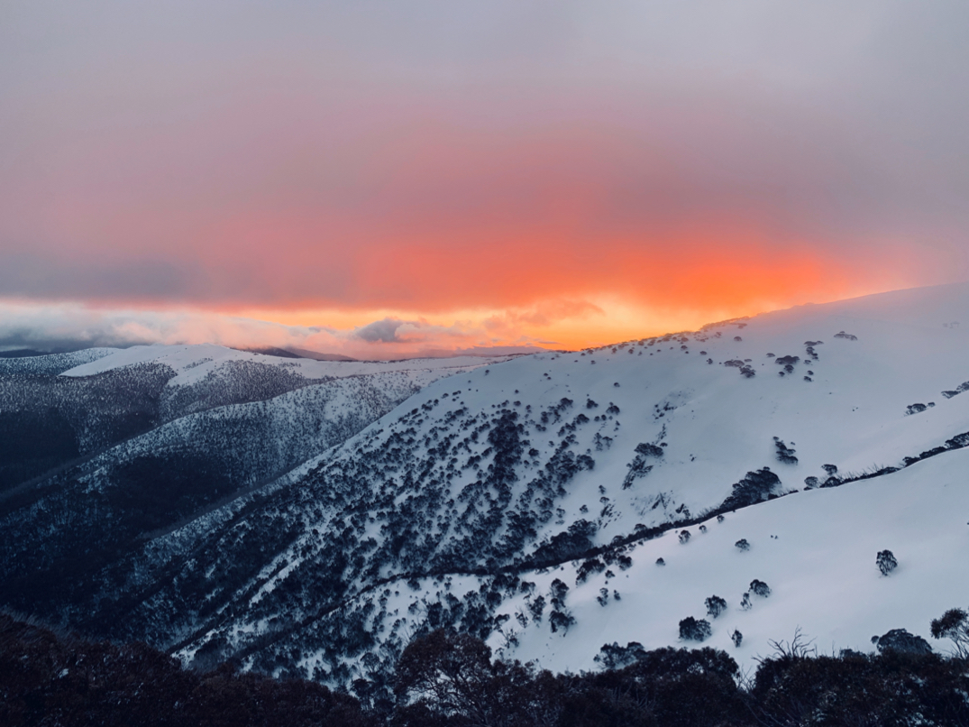 Snow capped mountains at Hotham Heights, Australia