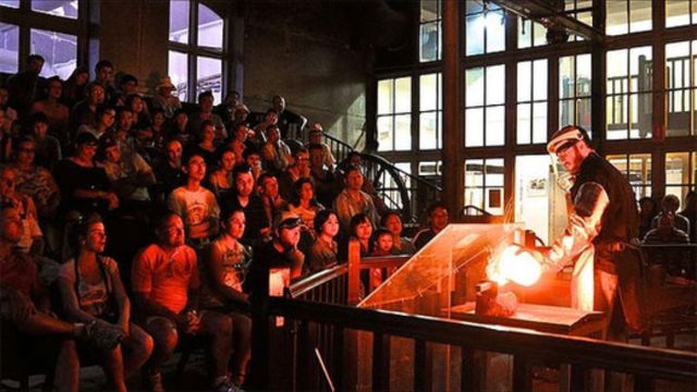 Visitors during a demonstration at the Perth Mint, Australia.