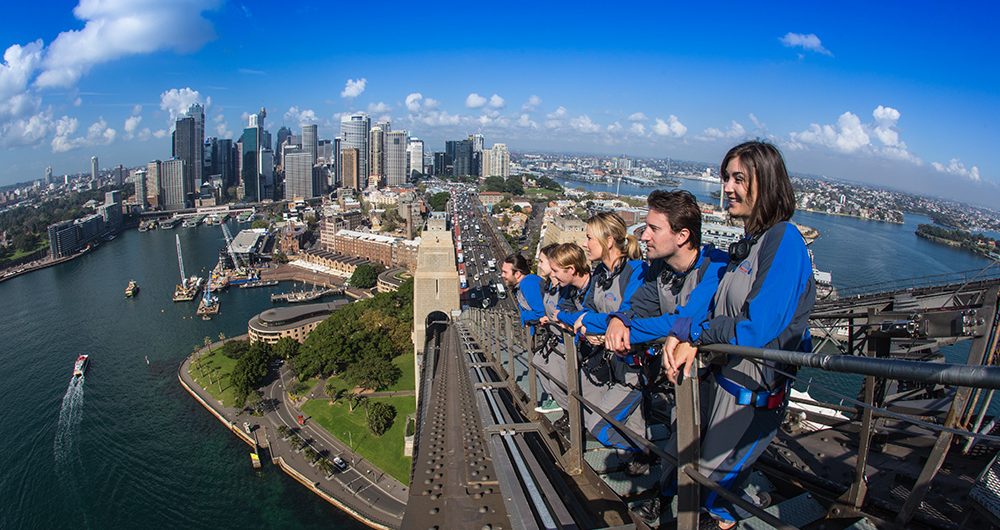People on top of the Sydney Harbour bridge